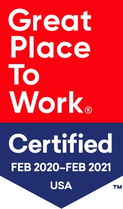 Certified great place to work badge